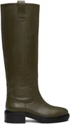 Aeyde Khaki Henry Leather Knee-high Boots In Multi