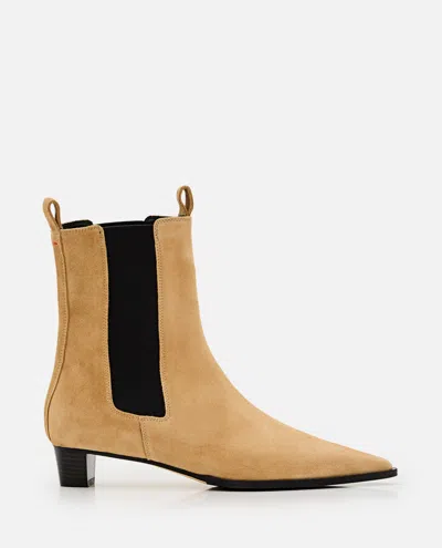 Aeyde Kiki Leather Pointed Toe Boots In Neutrals