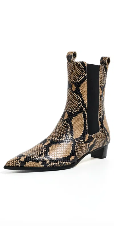Aeyde Kiki Snake Print Chelsea Boots Hazelnut In Animal Print