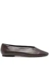 Aeyde Leather Pointed Toe Ballerina Shoes In Brown