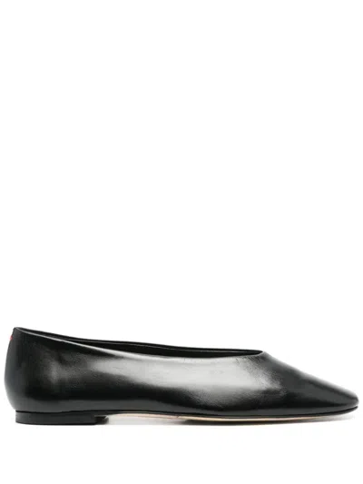 Aeyde Ida Leather Square-toe Ballerina Flats In Black