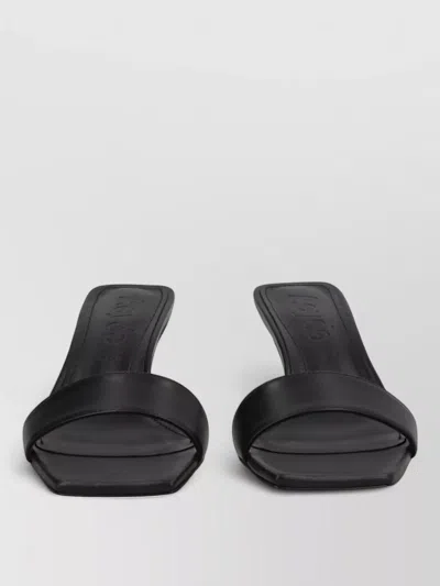 Aeyde Kitten Heel Square Toe Leather Mules In Black