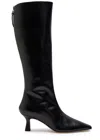 Aeyde Leather Zip-fastening Knee-high Boots In Black