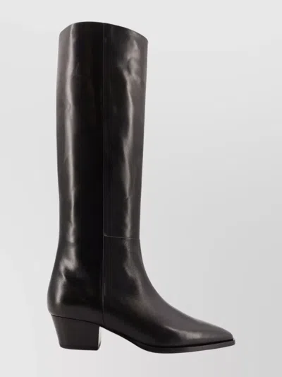 AEYDE KNEE-HIGH LEATHER BLOCK HEEL BOOT