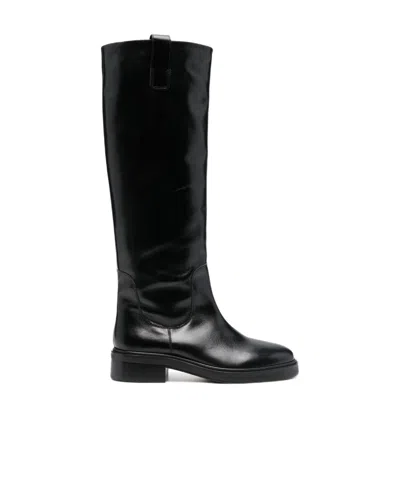 Aeyde Knee-high Leather Boots In Black
