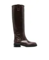 Aeyde Solid Color Leather Knee Boots In Animal Print