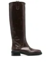 Aeyde Solid Color Leather Knee Boots In Animal Print