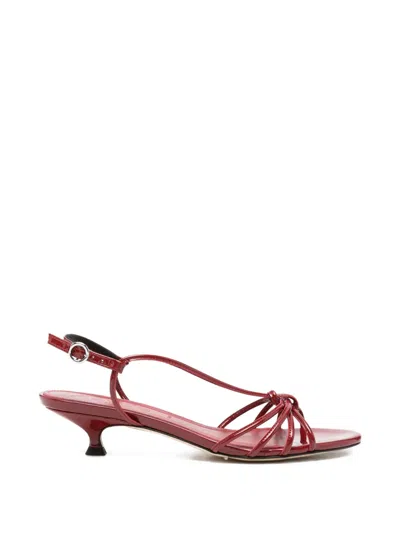 Aeyde Knotted Patent-leather Sandals In Red