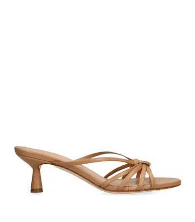 Aeyde Leather Abby Heeled Sandals 55 In Tan
