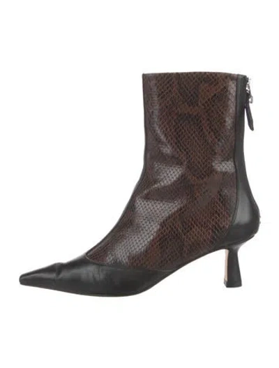 Pre-owned Aeyde Leather Animal Print Boots In Brown