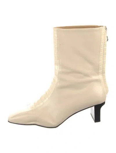 Pre-owned Aeyde Leather Animal Print Boots In Neutrals