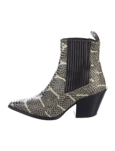 Pre-owned Aeyde Leather Animal Print Chelsea Boots In Black