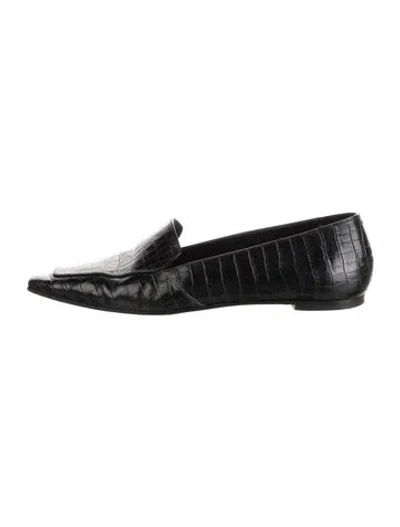 Pre-owned Aeyde Leather Animal Print Loafers In Black