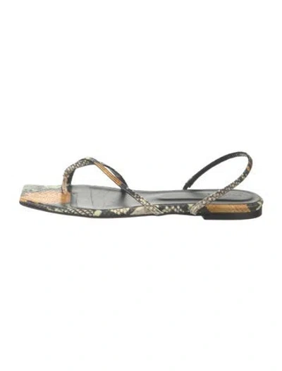 Pre-owned Aeyde Leather Animal Print Sandals In Black