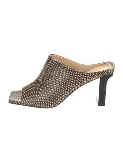 Pre-owned Aeyde Leather Animal Print Slides In Brown