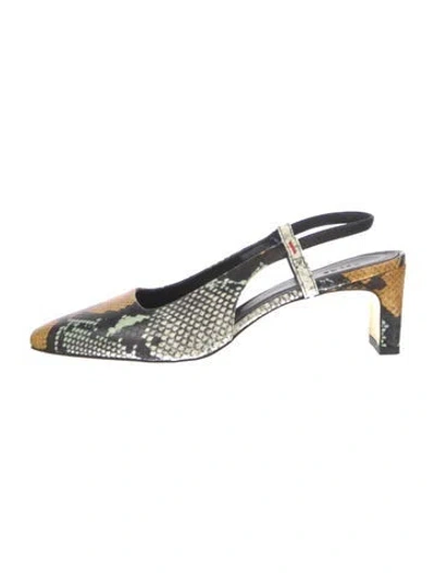 Pre-owned Aeyde Leather Animal Print Slingback Pumps In Multi