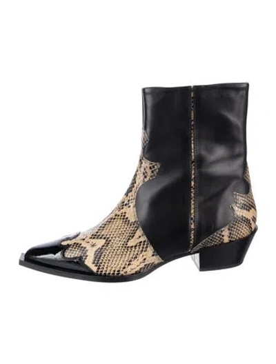 Pre-owned Aeyde Leather Animal Print Western Boots In Black
