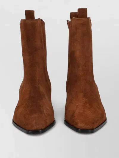 Aeyde Leather Ankle Boots In Brown
