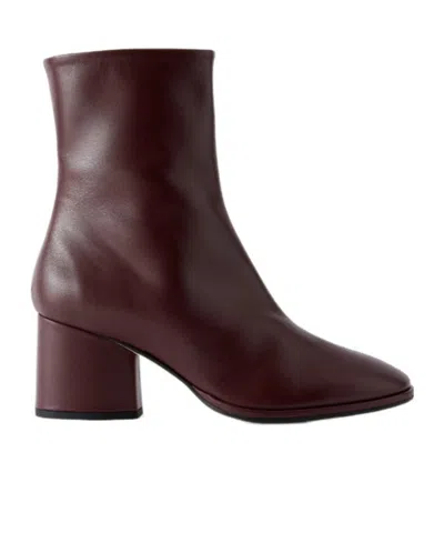 Aeyde Ayla 65 Leather Ankle Boots In Burgundy