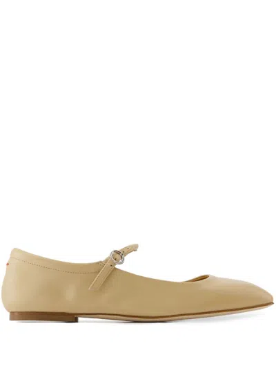 Aeyde Uma Metallic Mary Jane Ballerina Flats In Beige