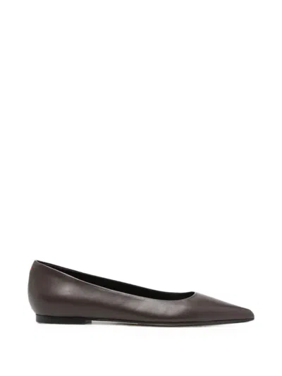 Aeyde Leather Ballet Flats In Brown