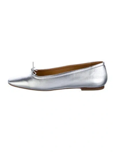 Pre-owned Aeyde Leather Ballet Flats In Silver