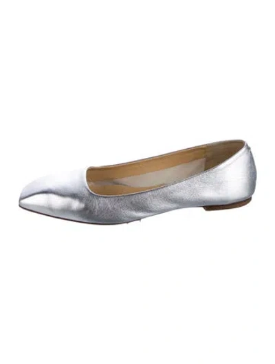 Pre-owned Aeyde Leather Ballet Flats In Silver