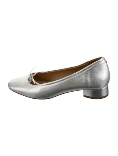 Pre-owned Aeyde Leather Ballet Flats In Silver