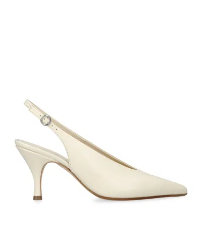 Aeyde Leather Carla Slingback Pumps 75 In Ivory