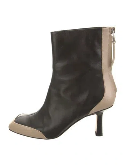 Pre-owned Aeyde Leather Colorblock Pattern Boots In Black