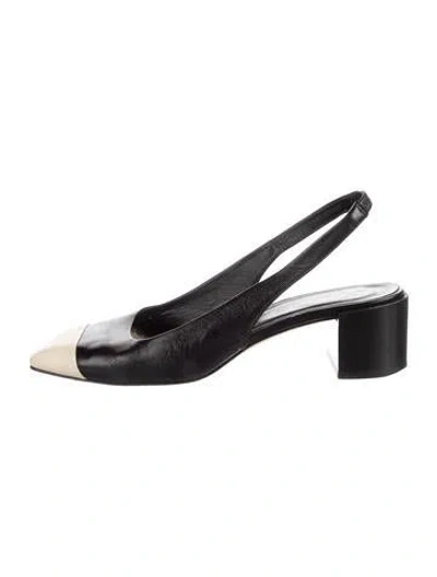 Pre-owned Aeyde Leather Colorblock Pattern Slingback Pumps In Black