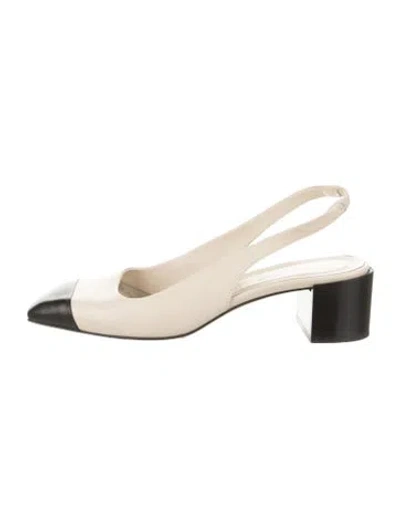 Pre-owned Aeyde Leather Colorblock Pattern Slingback Pumps In Neutrals