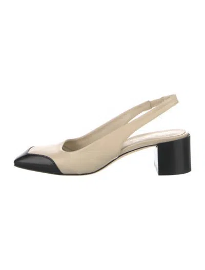Pre-owned Aeyde Leather Colorblock Pattern Slingback Pumps In Neutrals