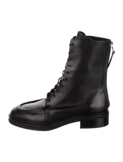 Pre-owned Aeyde Leather Combat Boots In Black