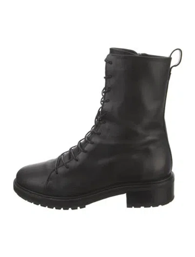 Pre-owned Aeyde Leather Combat Boots In Black