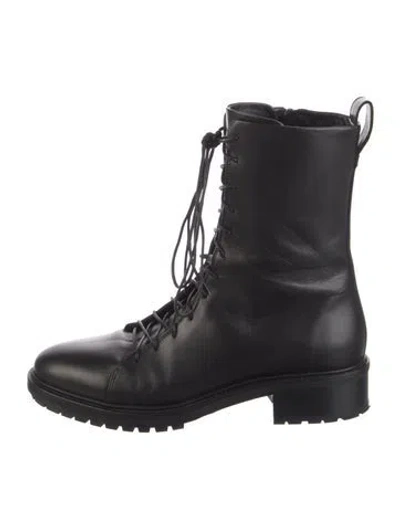Pre-owned Aeyde Leather Combat Boots In Black