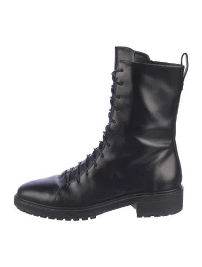 Pre-owned Aeyde Leather Combat Boots In Black