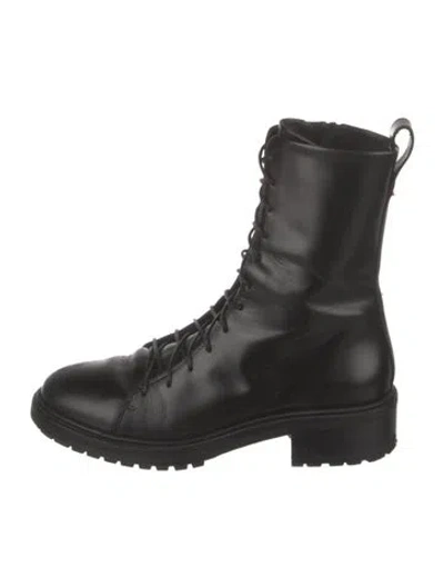 Pre-owned Aeyde Leather Combat Boots In Black