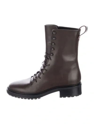 Pre-owned Aeyde Leather Combat Boots In White