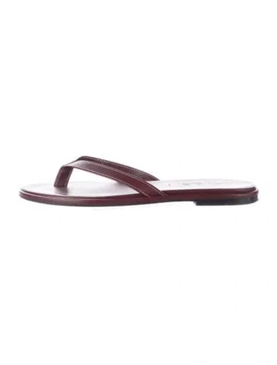 Pre-owned Aeyde Leather Flip Flops In Burgundy