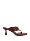 Aeyde Neutrals Refined Flared Heel Thong Sandals In Burgundy
