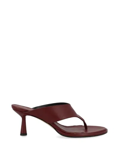Aeyde Neutrals Refined Flared Heel Thong Sandals In Burgundy