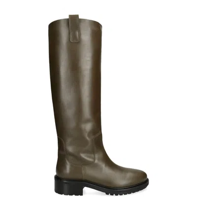 Aeyde Leather Henry Knee High Boots 45 In Green