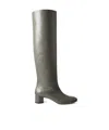 Aeyde Leather Knee Boots In Gray