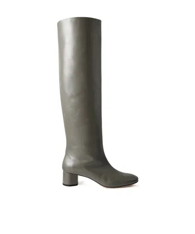 Aeyde Leather Knee Boots In Gray