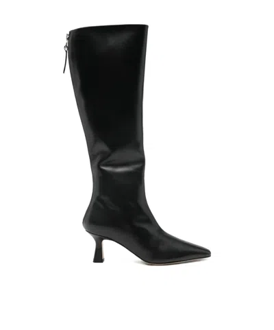 Aeyde Leather Knee-high Boots With Zipper Closure In Black