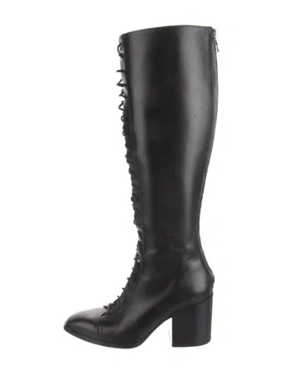 Pre-owned Aeyde Leather Lace-up Boots In Black