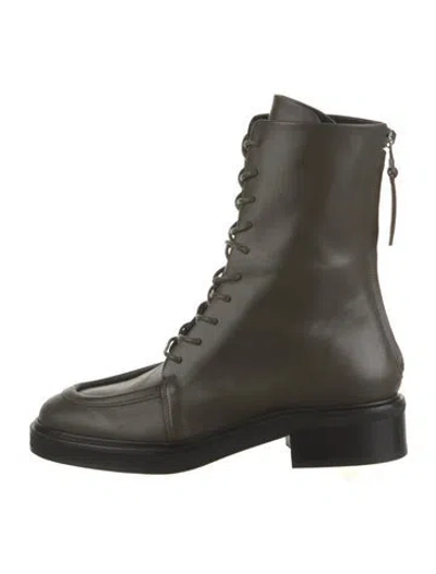Pre-owned Aeyde Leather Lace-up Boots In Black