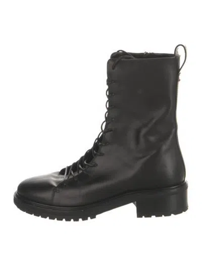 Pre-owned Aeyde Leather Lace-up Boots In Black