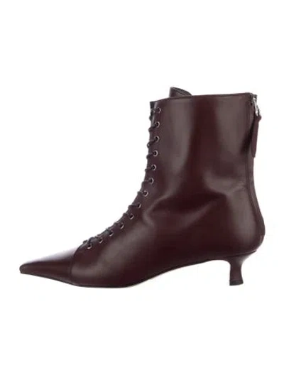 Pre-owned Aeyde Leather Lace-up Boots In Burgundy